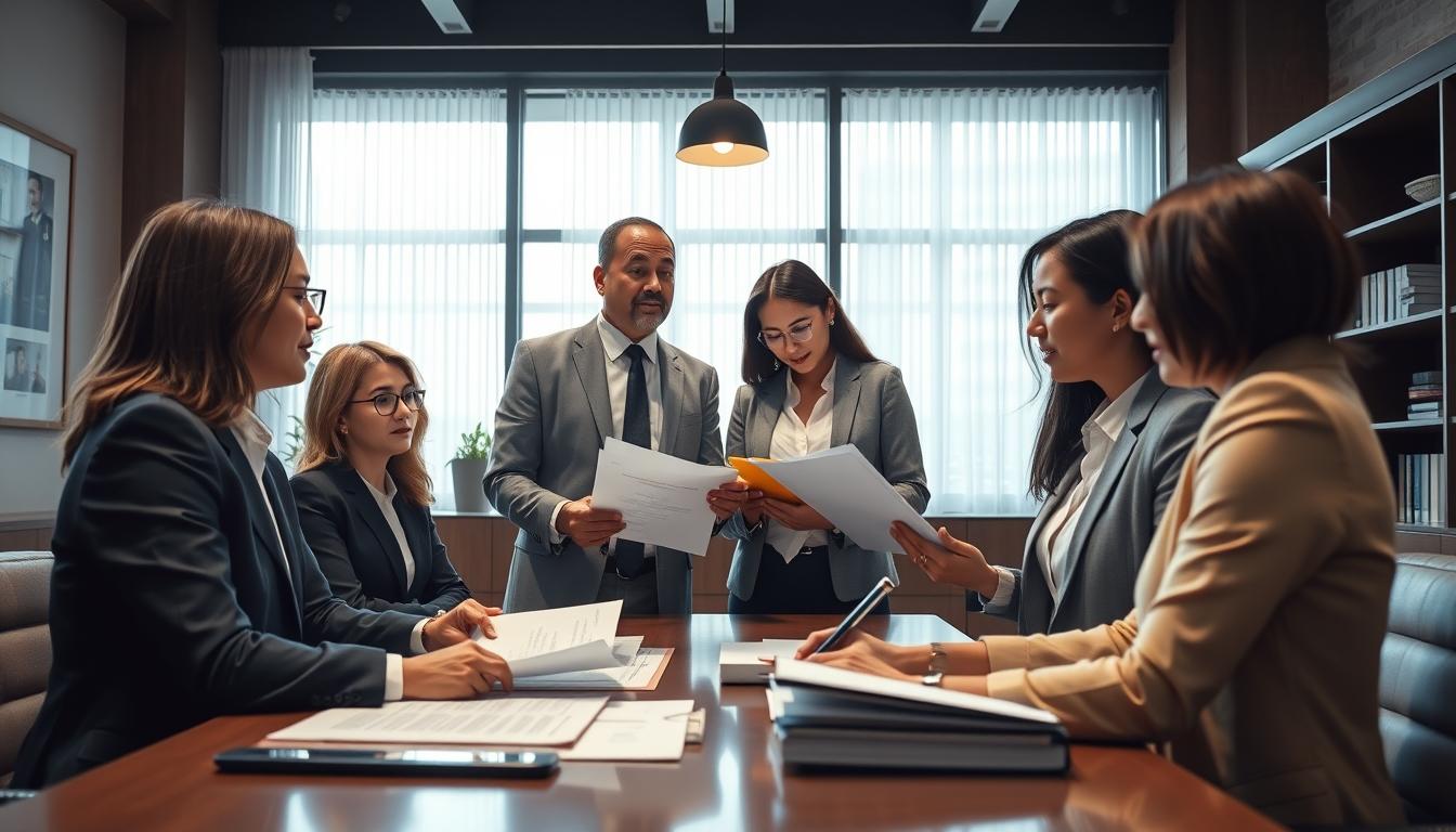 Family reviewing legal documents